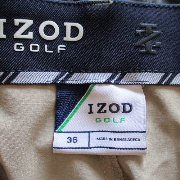 IZOD Swingflex Mens Flat Front Camel Beige Stretch Golf Short Pant NWT-Size 36W - Picture 5 of 5